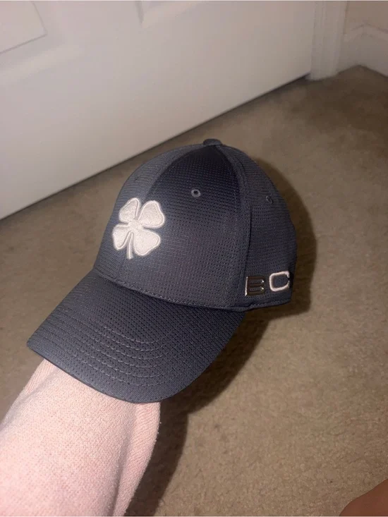 Men's Black Performance Baseball Cap with White Clover Patch