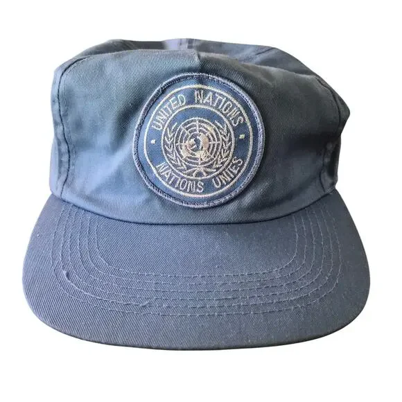 Vintage United Nations Nations Unies Snapback Hat Cap Blue GORPCORE Patch