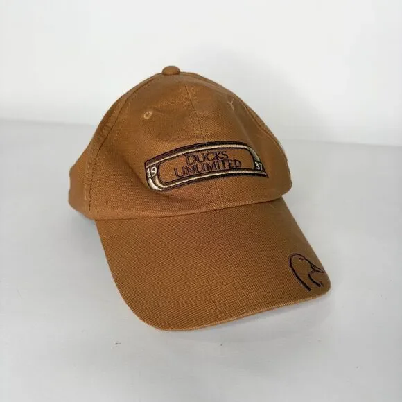Ducks Unlimited Baseball Cap Hat Brown Tan Embroidered Men Adjustable