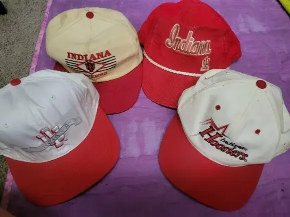 Lot Of 4 Vintage University Of Indiana Hoosiers Baseball Hats Adjustable