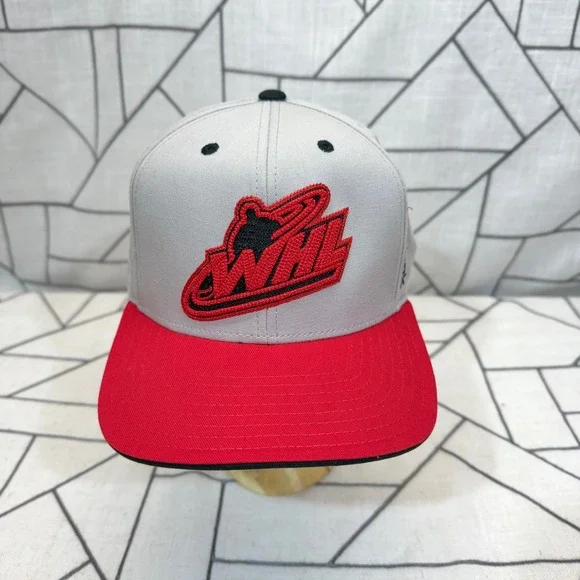 Reebok WHL Hockey Hat OSFM Grey Red Snapback Center Ice Collection Cap