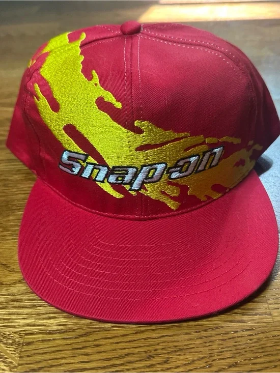 Vintage Snap On Racing Hat Cap Snap Back Yellow NASCAR Racing Mens 90s NWOT