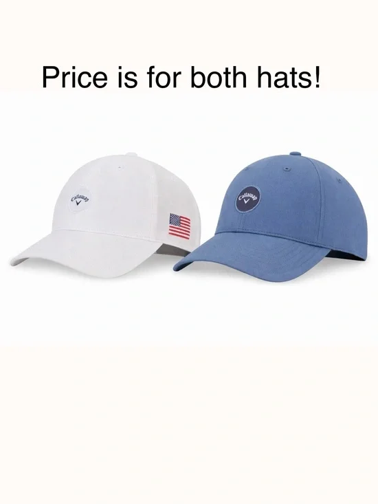 2 Callaway Heritage Twill Adjustable Golf Hats Unstructured Blue & White NWOT