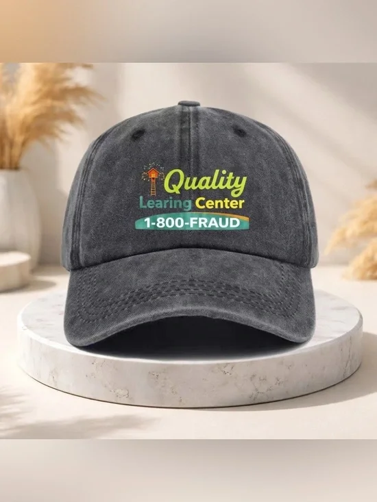 Vintage Quality Learning Center 1-800-FRAUD Washed Baseball Cap Hat Meme Unisex