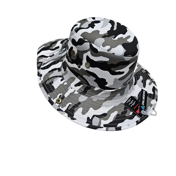 Chillmeister Sun Hat Unisex OS Grey Camo Boonie Neck Flap Wide Brim Fishing Hike