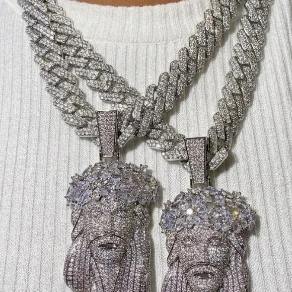 Iced Out Jesus pendant and 20inch Cuban link