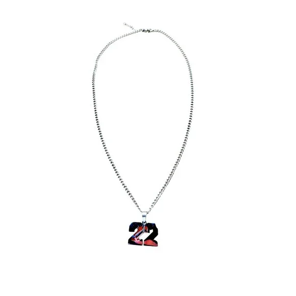 Men's Football #22 Necklace Silver Toned 21