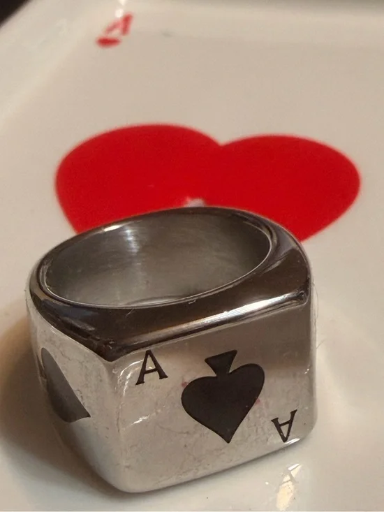 Silver Ace of Spades Stainless Steel Signet Ring