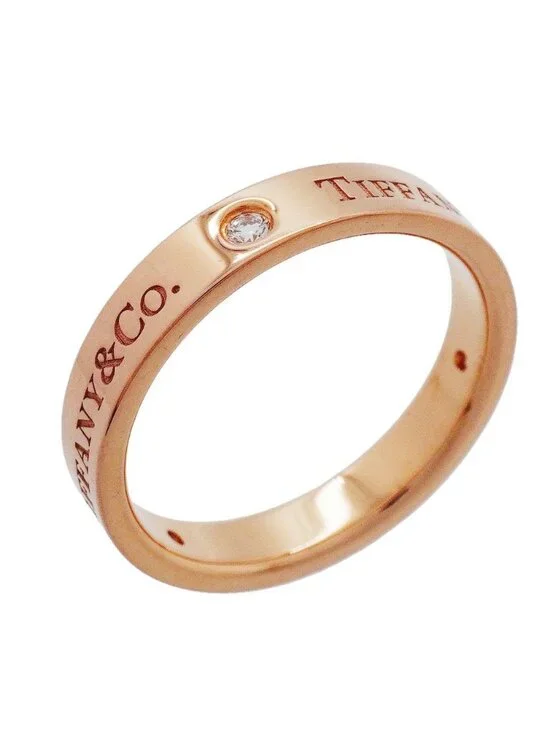 Tiffany & Co Ring Flat Band 18k Pink Gold Diamond