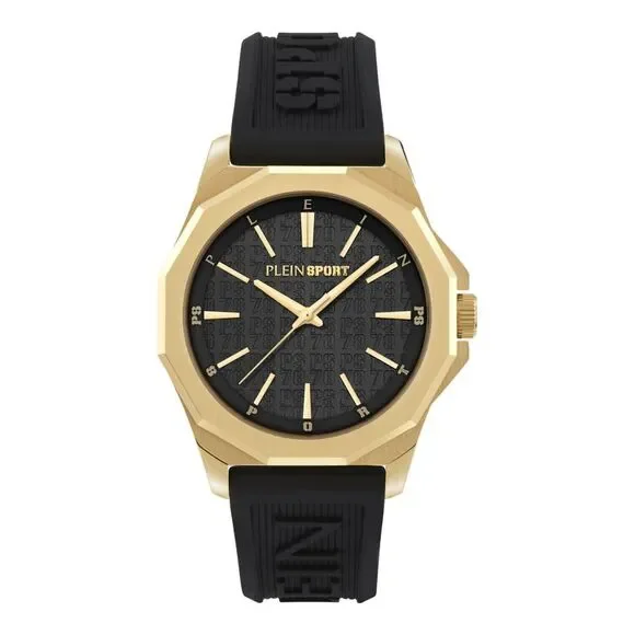 Plein Sport Onyx Ultra Silicone Watch Gold Mens