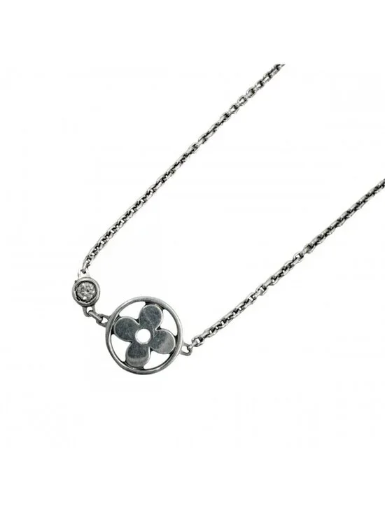 Louis Vuitton Necklace Monogram Idylle Star 18k WG 750 White Gold Diamond