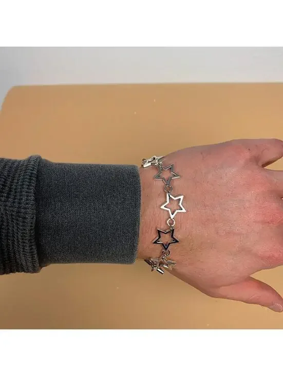 Cyber Y2k style silver star bracelet. Adjustable. Cool design. Nice quality and