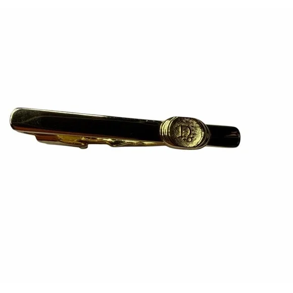 Christian Dior Men's Authentic Tie Clip Bar Gold Plated Dior Logo Germany euc
