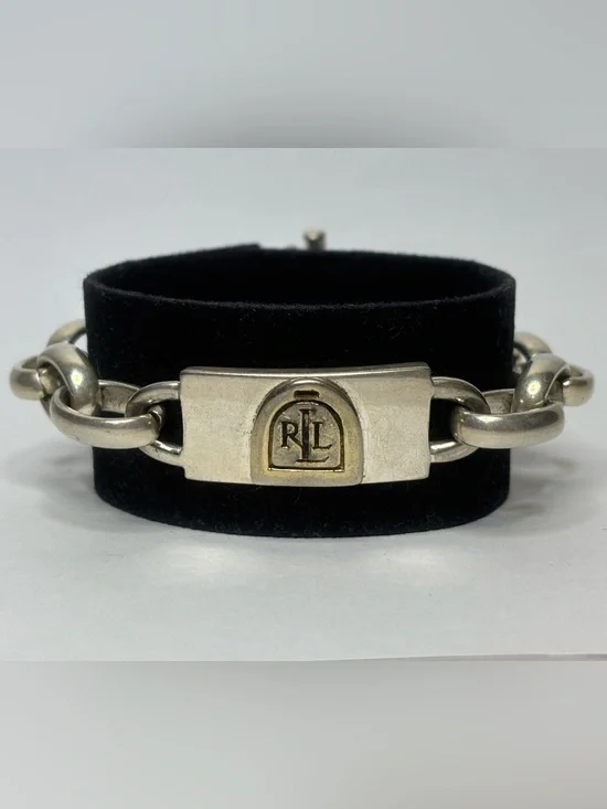 Rare Vtg Men’s Signed Ralph Lauren Chunky Curb Link 8in Toggle Bracelet #6001