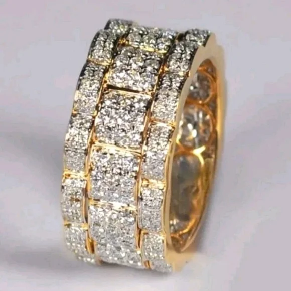 Exquisite Luxurious Micro Pave Cubic Zirconia Hip Hop Blinged Out Ring  For Men