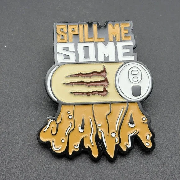 Java‎ Monster Coffee Energy Drink Spill Me Some Java Lapel Hat Pin