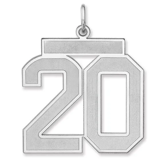 Sterling Silver, Jersey Collection, Extra Large Number 20 Pendant
