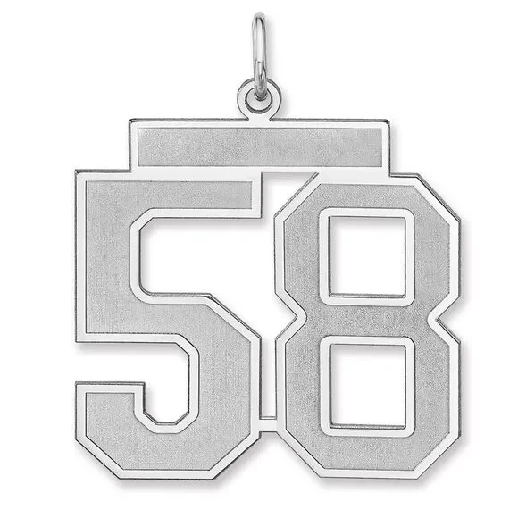 Sterling Silver, Jersey Collection, Extra Large Number 58 Pendant