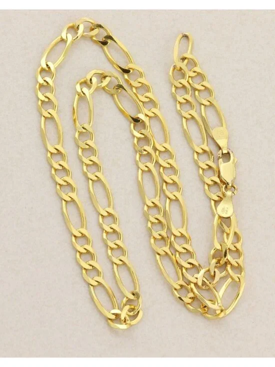 18k Yellow Gold Over Sterling Silver Figaro Link Chain Necklace 20