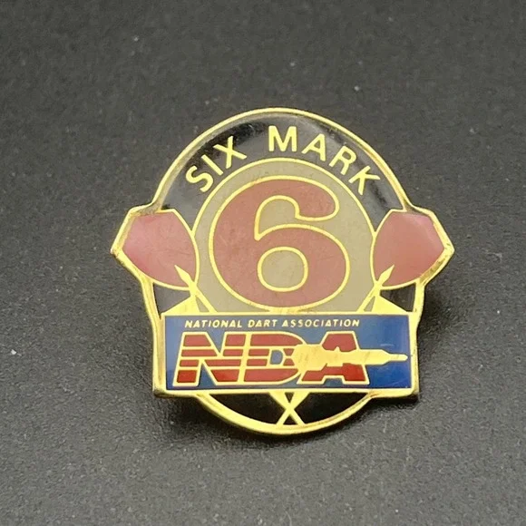 National Dart Association NDA 6 Six Mark‎ Lapel Hat Pin