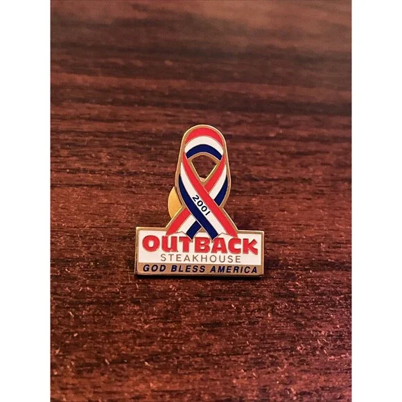 Outback‎ Steakhouse 2001 God Bless America Ribbon Lapel Hat Pin