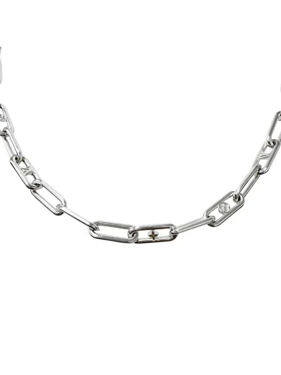 Louis Vuitton Sleek Monogram Necklace Silver