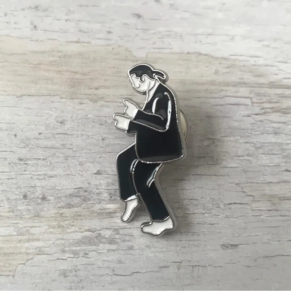John Travolta Moonwalk Enamel Pin Collectible Black White NEW