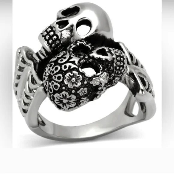 Unisex 2 Skull Ring