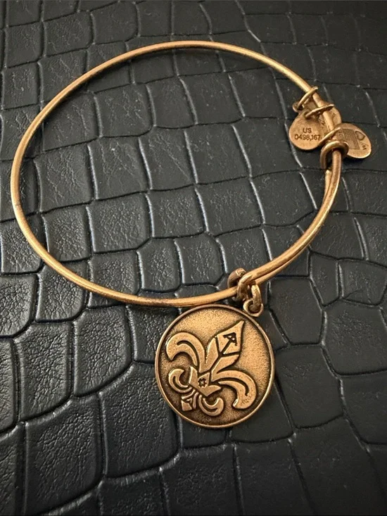 Gold-Tone Fleur de Lis Charm Bangle Bracelet Alex and ani