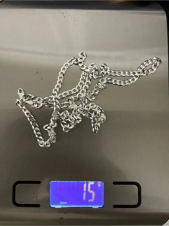 Shiny Silver Cuban Link Chain Necklace