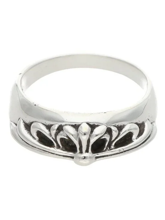 Chrome Hearts Half Clsc Flrl Crs Silver Ring