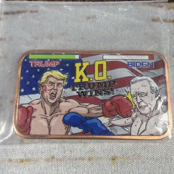 Rare 1 oz Colorized Trump vs Biden Copper Bar 