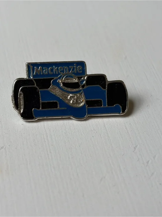 Vintage Formula 1 Mackenzie Motorsport Silver Racing Hat Tac Pinback Lapel Pin