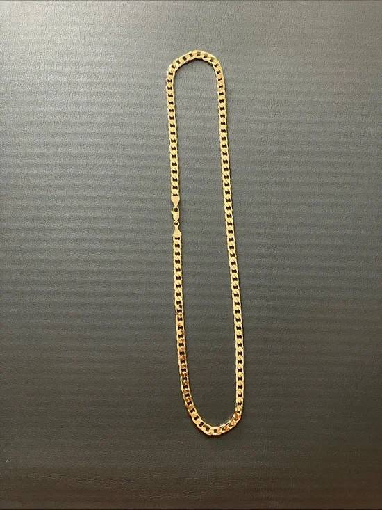 14k Yellow Gold Bonded Curb Chain Necklace 24”