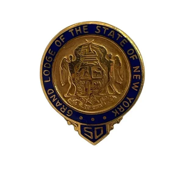 Vintage Masonic Grand Lodge Of The‎ State Of New York 50 Year Lapel Pin 1/20 10k