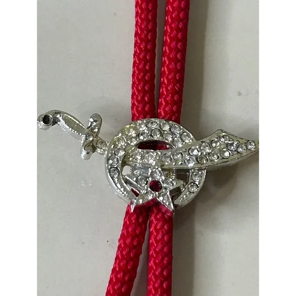 Mens Masonic Rope Bolo Tie Silver Sword Star Rhinestone‎ Western Neckwear