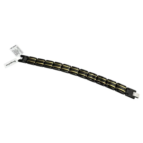 Esquire Men Two-Tone Square Bracelet Black & Gold Ion-Plated‎ Stainless Steel