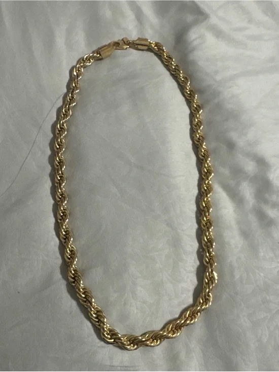 24k Gold Plated Rope Chain Necklace - Classic Men’s Jewelry