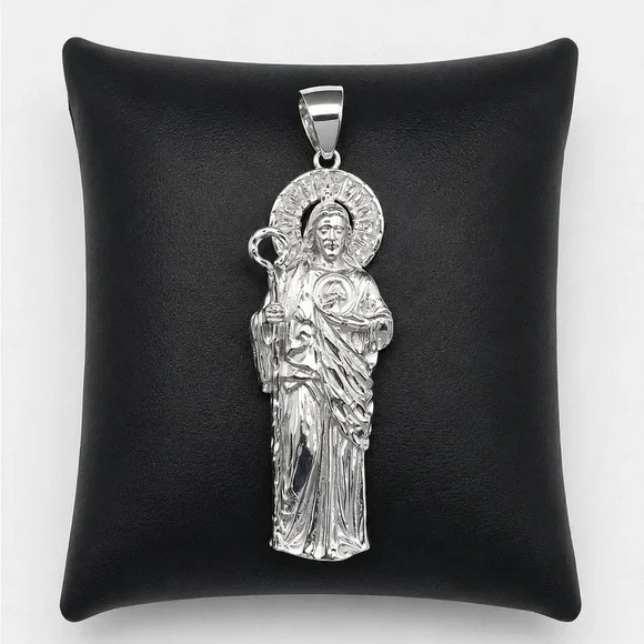 925 Sterling Silver Saint Jude Pendant - 1.90CT MOISSANITE