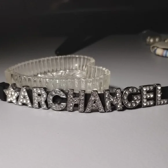 ARCHANGEL Clear Crystal Silver-Tone Logo Bracelet