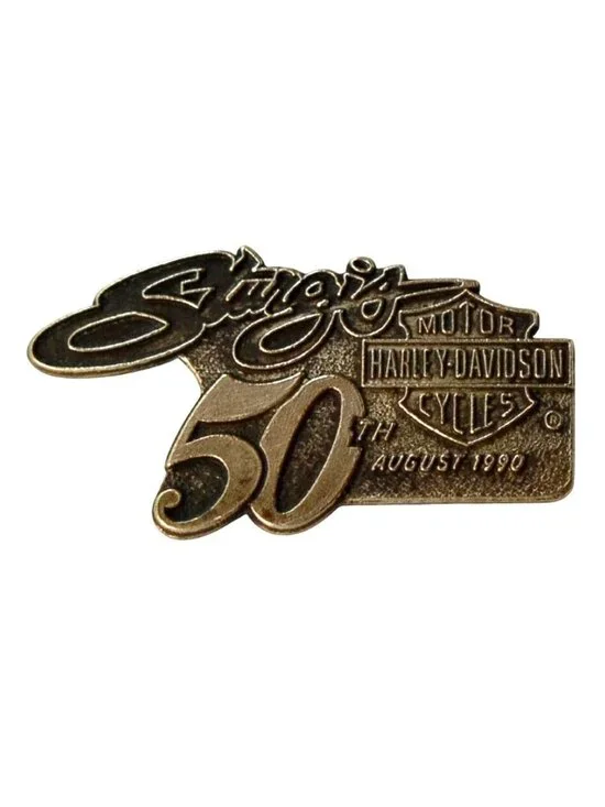 VTG Harley-Davidson Sturgis 50th Anniversary Lapel Pin Bronze 1990 Collectible