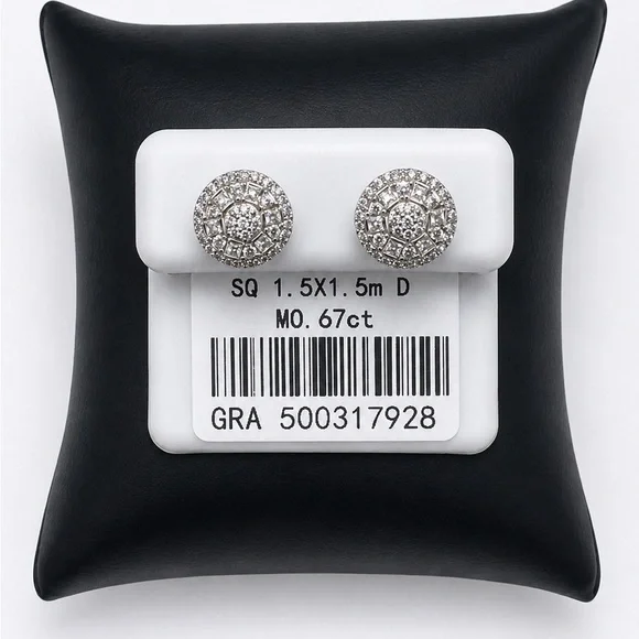 925 Sterling Silver 0.67CT MOISSANITE Halo Stud Earrings - Screw Back
