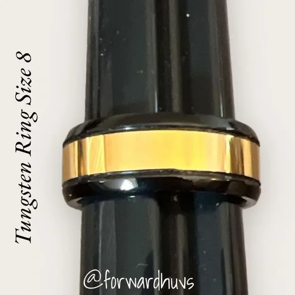 King Will Black & Gold Tungsten Carbide Ring - Size 8