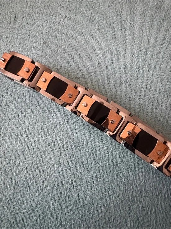 Two-Tone Stainless Steel Bracelet with Black Inlays