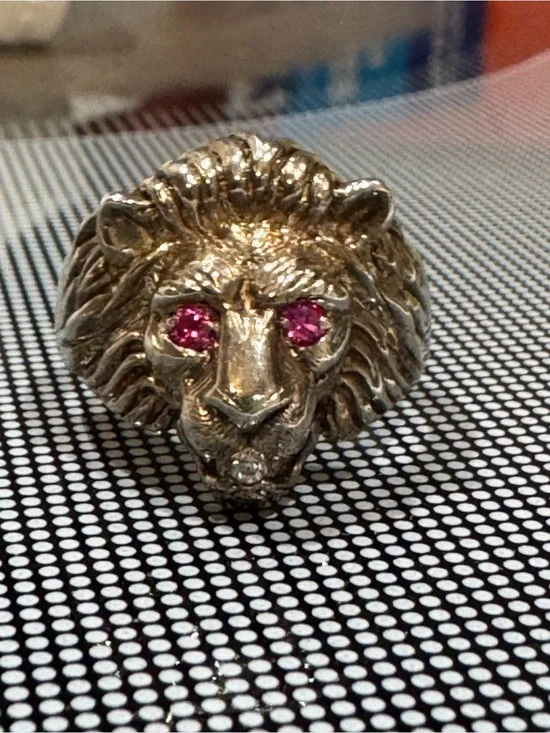 .925 sterling silver lion head ring for men or women