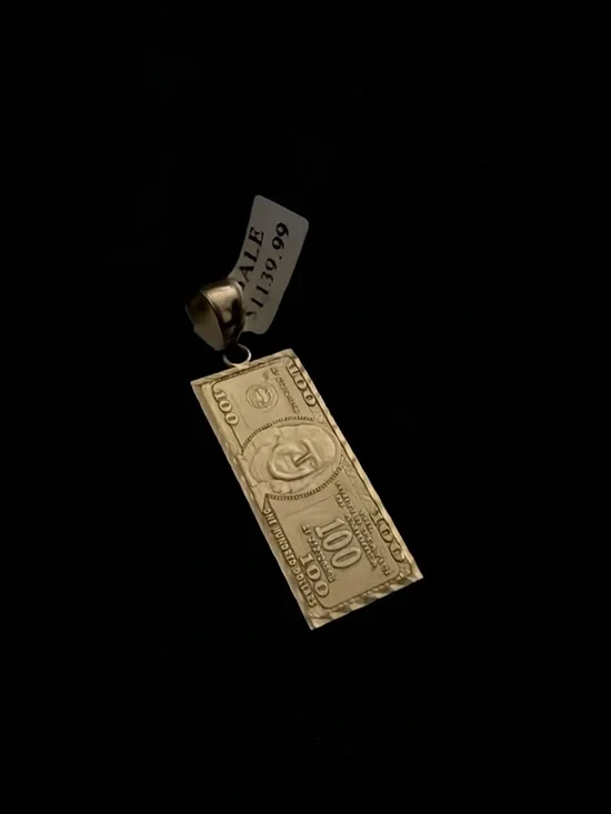 Hundred dollar bill gold pendant
