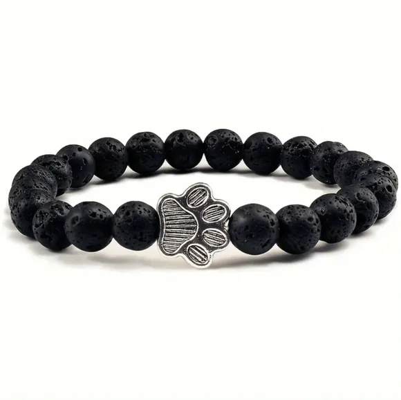 Paw Print Charm Beaded Bracelet