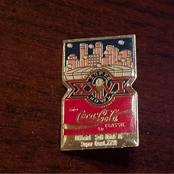 Vintage Coca-Cola Coke Super Bowl XXVI NFL Football‎ Lapel Pin