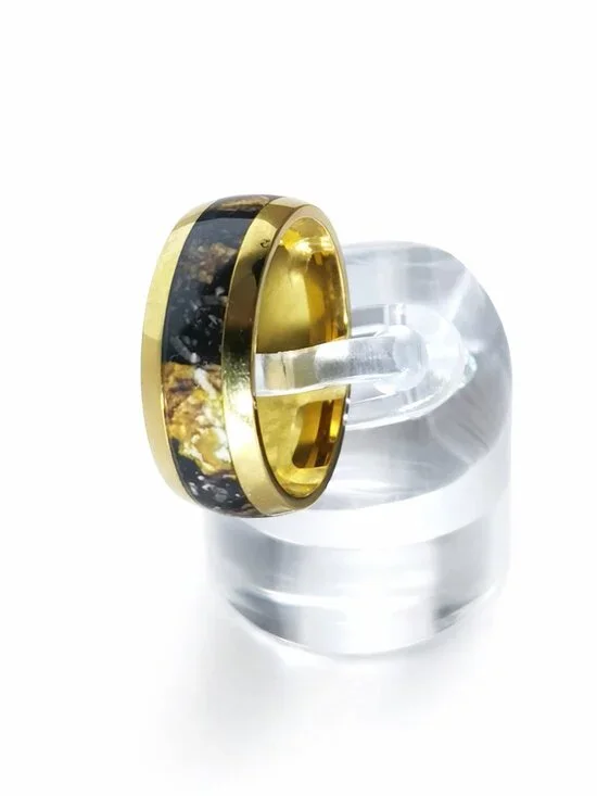 Size 12 Gold Stainless Steel 8 mm Celestial Horizon Wedding Band