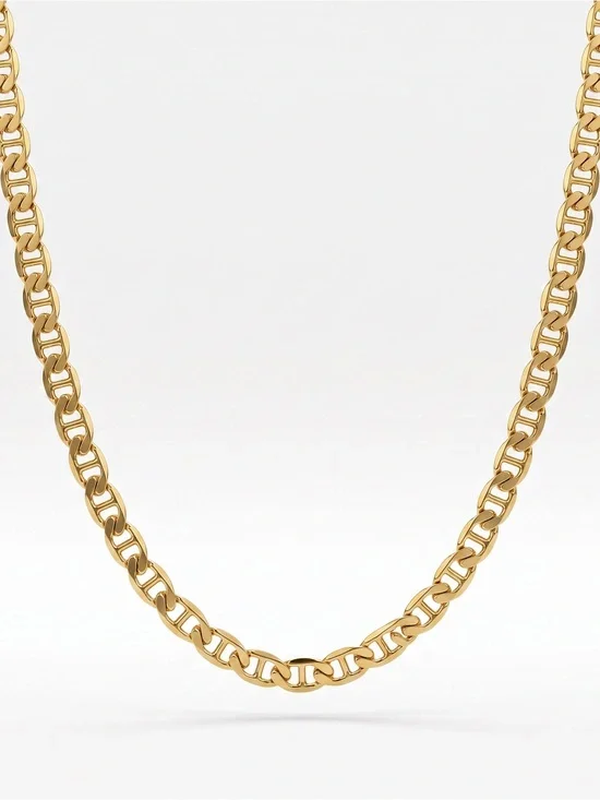 Men's Polished Gold Link Chain Necklace